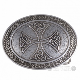 Cross with Celtic Knots Belt Buckle