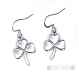 Steel Shamrock Dangle Earring