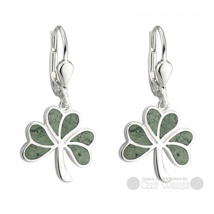 Sterling Silver Connemara Marble Shamrock Earrings