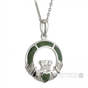 Round Claddagh Connemara Marble Pendant