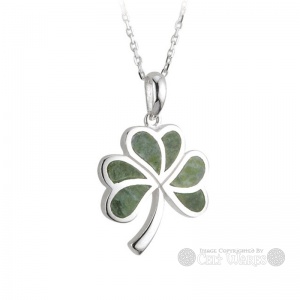 Connemara Marble Inlaid Shamrock Pendant