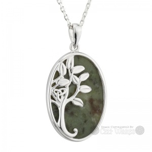 Offset Tree of Life Trinity Connemara Marble Pendant